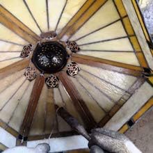 WERFACTORY Tiffany Floor Lamp Yellow Hexagon Stained Glass Mission Light - Image 11
