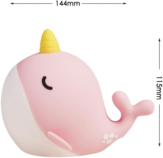 Cute Whale Night Light, Soft Narwhal Silicone LED Night Lamp, Rechargeable - Image 8