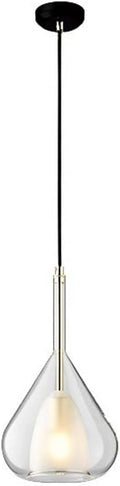 Modern Gold Black Double Layer Glass Teardrop Pendant Light E27 Base Adjustable by Unknown