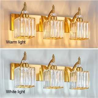 Modern Bathroom Vanity Light 3-Light Gold Crystal Light Fixtures Over Mirror - Image 2