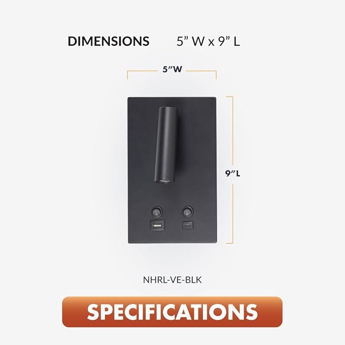 Newhouse Lighting 5 in. W x 9 in. L Vera Spotlight Reading Light in Matte Black - Image 2