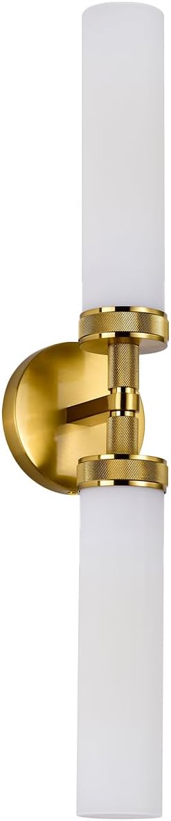LaLuLa Gold Bathroom Vanity Light Fixtures – 2-Light Hardwired Wall Sconces by LaLuLaLighting