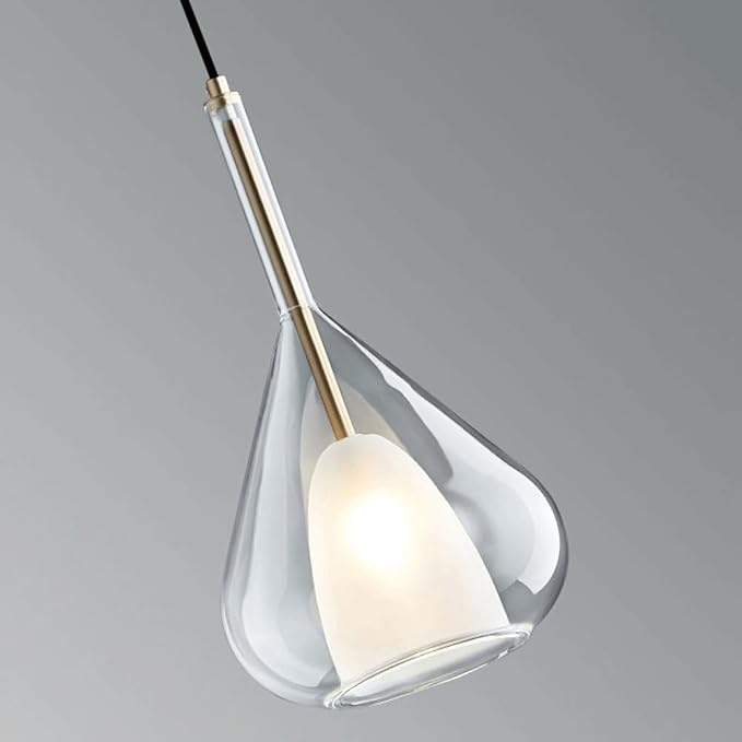 Modern Gold Black Double Layer Glass Teardrop Pendant Light E27 Base Adjustable - Image 8