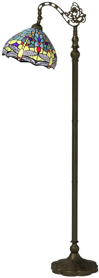 WERFACTORY Tiffany Floor Lamp Sea Blue Yellow Stained Glass Dragonfly Arch Lamp - Image 4