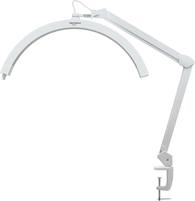 LED Half Moon Light with Desk Clamp, 30W Bright 288PCS LEDs, Metal Swing Arm by bemelux