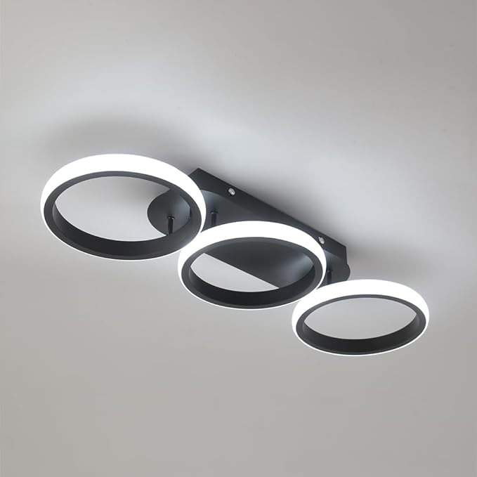 Modern LED Ceiling Light, 3-Round Rings Flush Mount, 30W 6000K Cool White - Image 8