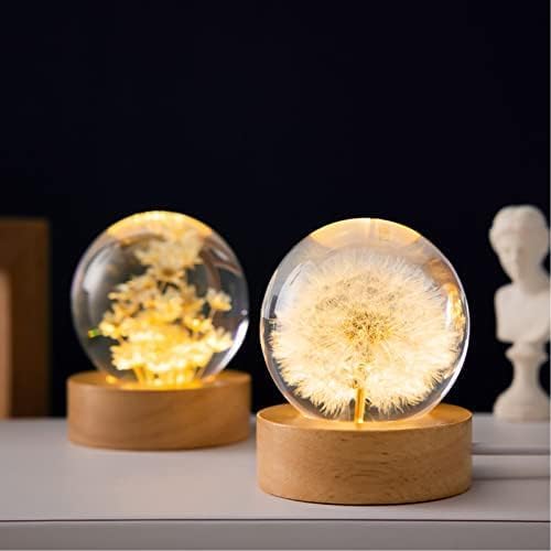 Flower Crystal Ball Night Light, 2.4 inch Glass Ball Night Lamp - Image 4