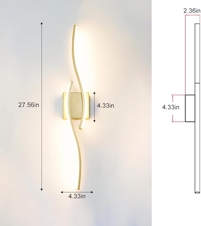 Modern Gold Wall Light Fixture Set of 2, RC Dimmable LED Wall Light Indoor - Image 9