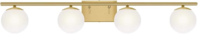 New Bathroom Vanity Light Fixtures Brushed Brass Milk White Globe Glass Shade 4 - Image 5