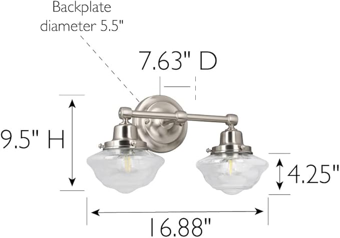 Design House Vintage-Inspired Schoolhouse 2-Light Dimmable Vanity Light - Image 2