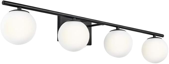 New Bathroom Vanity Light Fixtures Matte Black Milk White Globe Glass Shade 4 by Enjoyyourhealthylife