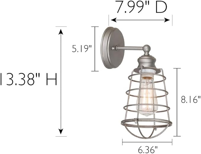 Design House 519702 Ajax 1 Light Wall Light, Galvanized Steel Finish - Image 2