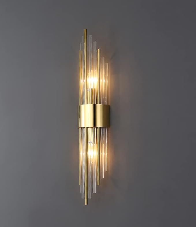 2-Light Modern Brushed Titanium Gold Wall Sconce - Image 2