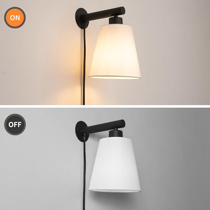 Plug in Wall Sconces Set of Two, Wall Lamp - Image 6