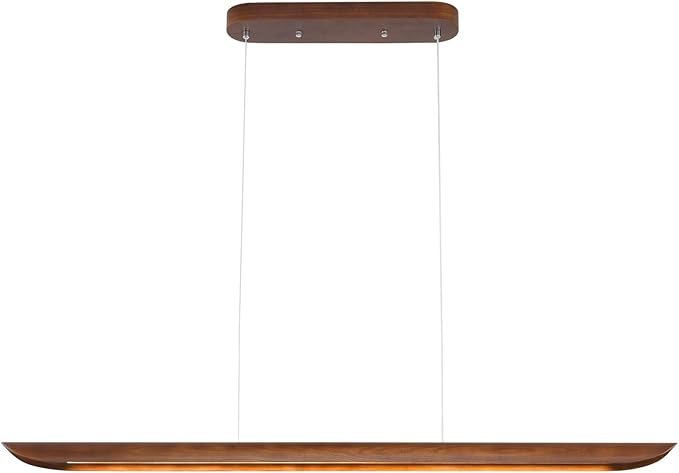 47" Wood Linear Pendant Light Modern Dimmable Kitchen Island Lighting by QJCMUUYI