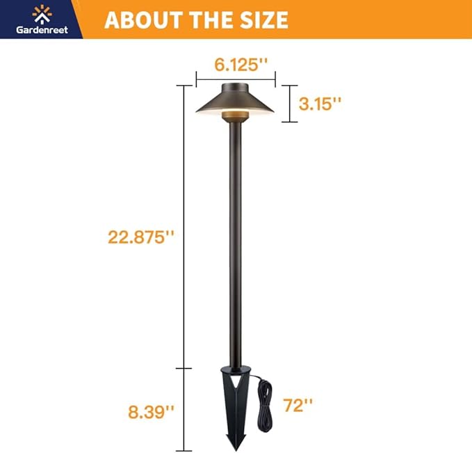 Gardenreet Brass Low Voltage Landscape Path Lights Kit 12V LED - Image 5