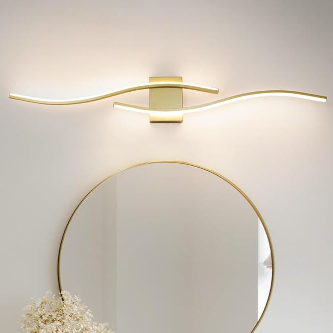 Modern Gold Bathroom Light Fixtures, LED Vanity Light by Daunton