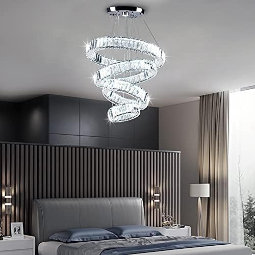 CLAIRDAI Crystal Chandeliers 4 Rings Chandelier LED Pendant Light Chandelier - Image 8