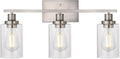 MELUCEE 3 Lights Wall Sconce Brushed Nickel Finished Modern Bathroom Vanity by MELUCEE
