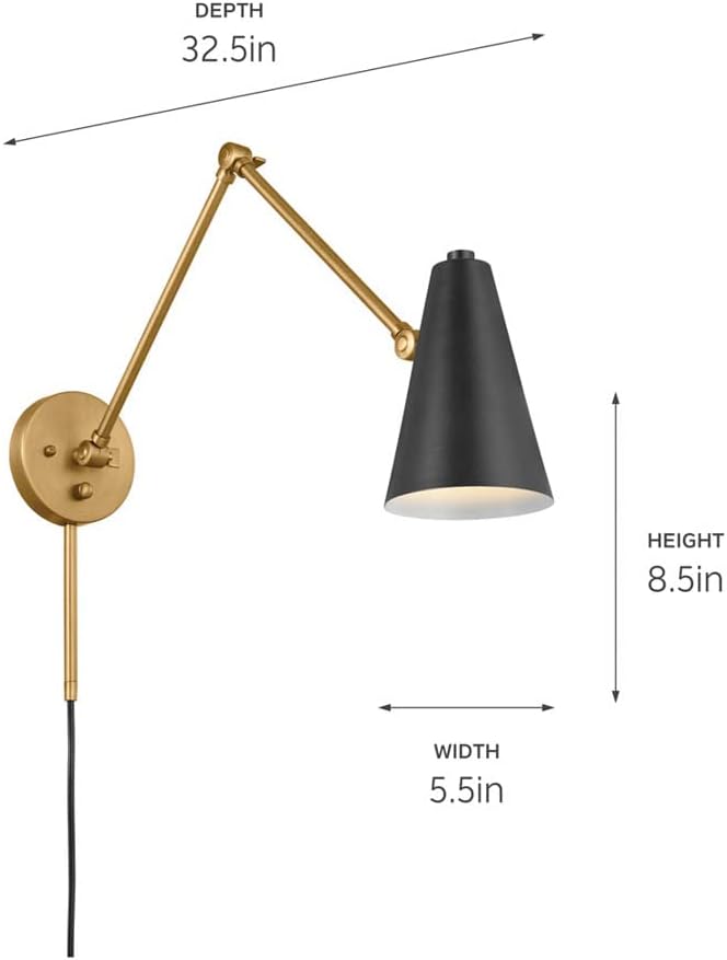 Kichler, Sylvia 1 Light Wall Sconce in Black and Natural Brass - Image 3