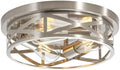 Brushed Nickel Cage Ceiling Light Fixtures, 13 Inch Indoor Close to Ceiling by Wyneyet