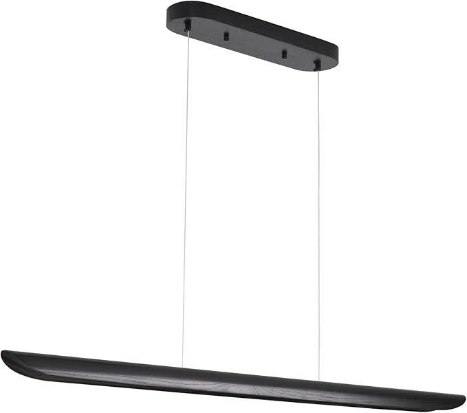 71" Wood Linear Pendant Light, Dimmable Kitchen Island Lighting by QJCMUUYI