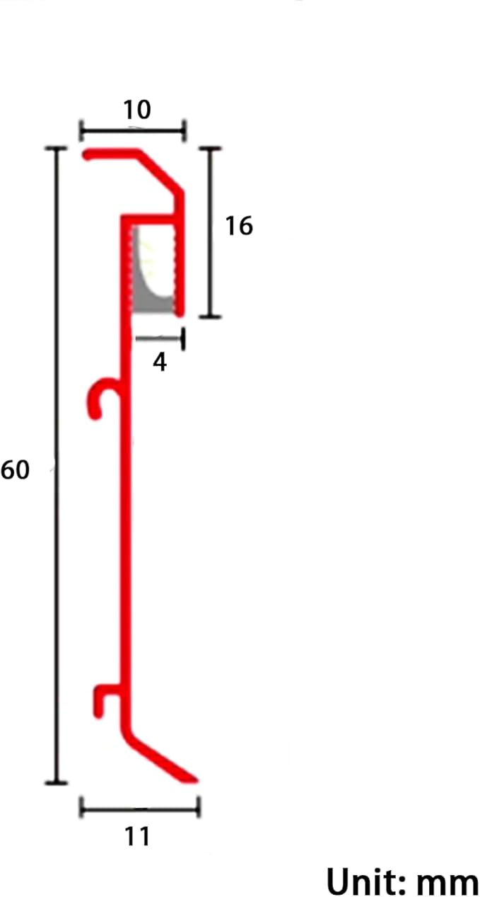 16 Pack LED Aluminum Metal Baseboard Trim 60 x 2500mm 2.36” x 8.2’ Total 131.2 - Image 2