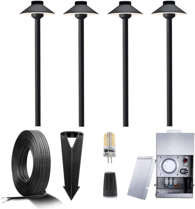Gardenreet 12V Brass Landscape Black Path Lighting Kit by Gardenreet