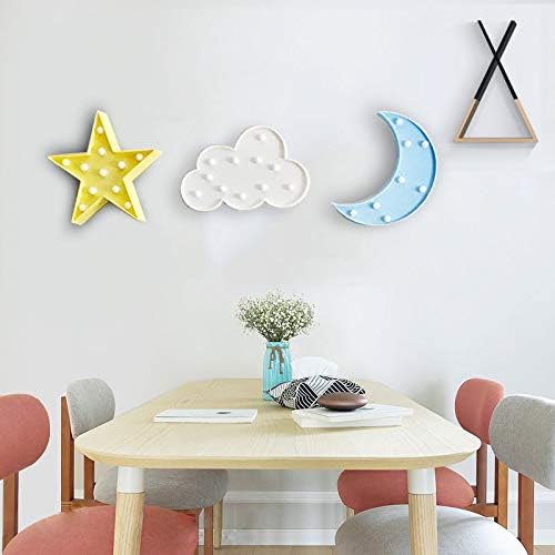AUSAYE 3PCS Decorative LED Night Lights Crescent Moon Star Cloud Lamp Sign - Image 5
