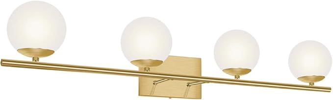 New Bathroom Vanity Light Fixtures Brushed Brass Milk White Globe Glass Shade 4 by Enjoyyourhealthylife