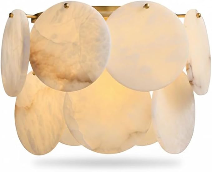 Natural Alabaster Disc Wall Sconce, Modern Organic Cascading Multi-Light Fixture by Unknown