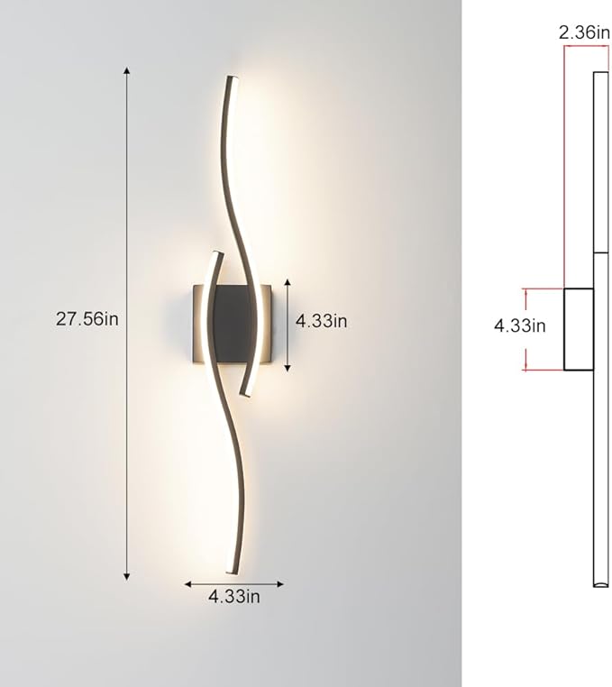 Modern Hardwired Wall Sconce Set of 2, LED Black Wall Light - Image 9