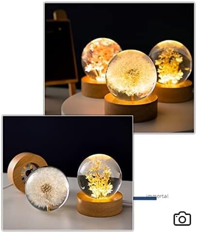 Flower Crystal Ball Night Light, 2.4 inch Glass Ball Night Lamp - Image 2