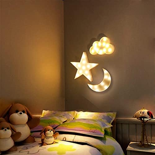 AUSAYE 3 PCS 3D Crescent Moon Light Cloud Led Star Lamp, Decorative Night - Image 6