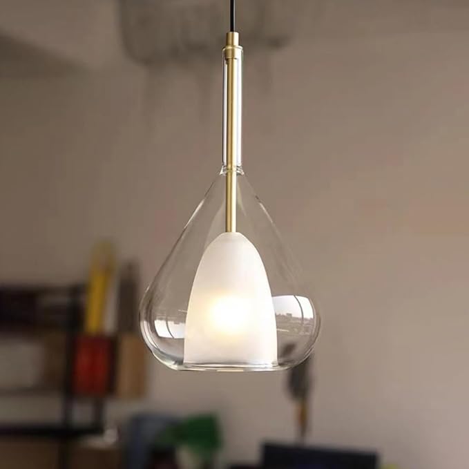Modern Gold Black Double Layer Glass Teardrop Pendant Light E27 Base Adjustable - Image 7