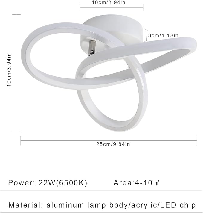 Modern LED Ceiling Light, 6500K White Light Spiral Aluminum Flush Mount Ceiling - Image 2