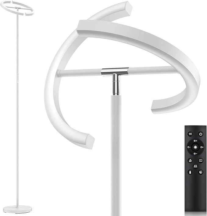 White Floor Lamp, Modern Stepless Dimmable Standing Lamp 3000-6000K, 20W LED by SIBRILLE