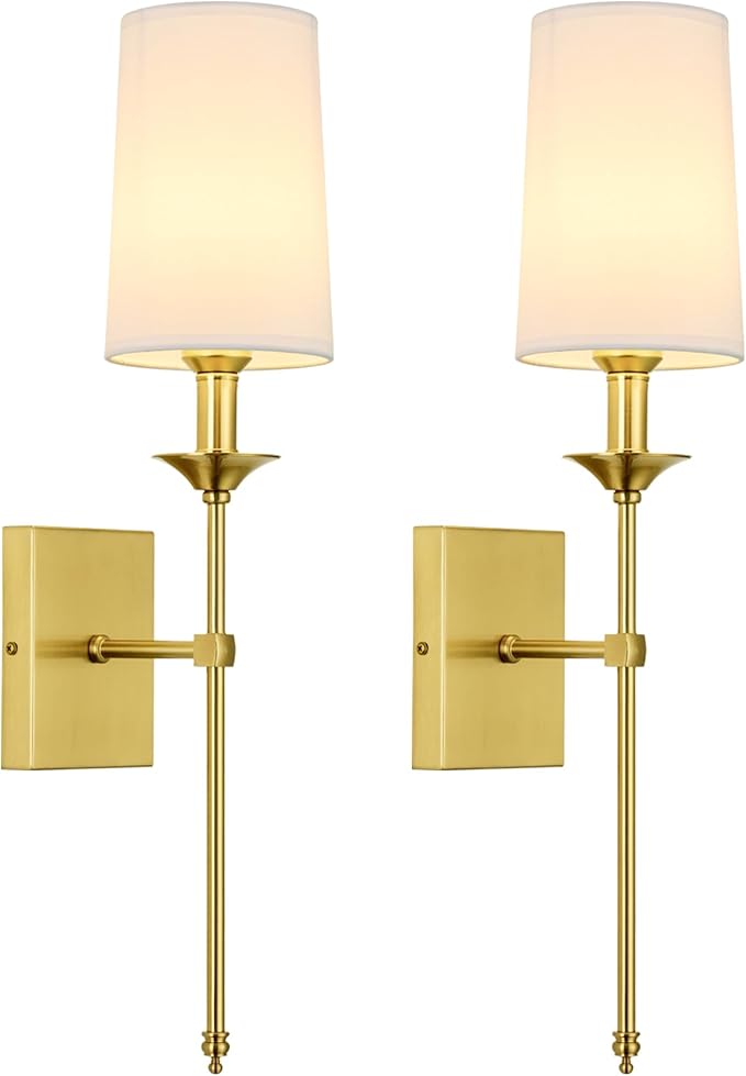 TERLEENART Gold Wall Sconce Set of 2, Hardwired Bathroom Vanity Light Fixture by TERLEENART