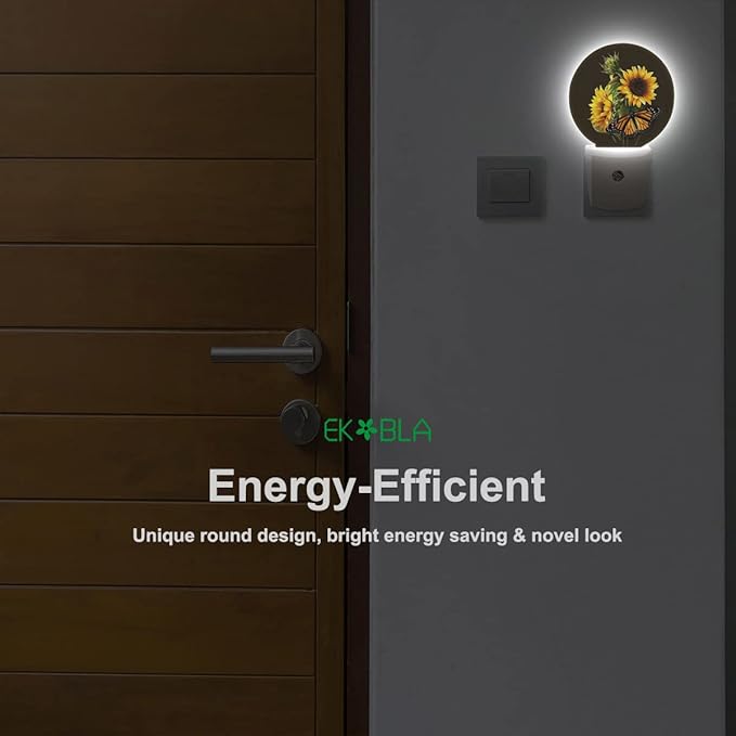 EKOBLA Night Light Sunflower and Butterfly Night Lights Plug into Wall - Image 5