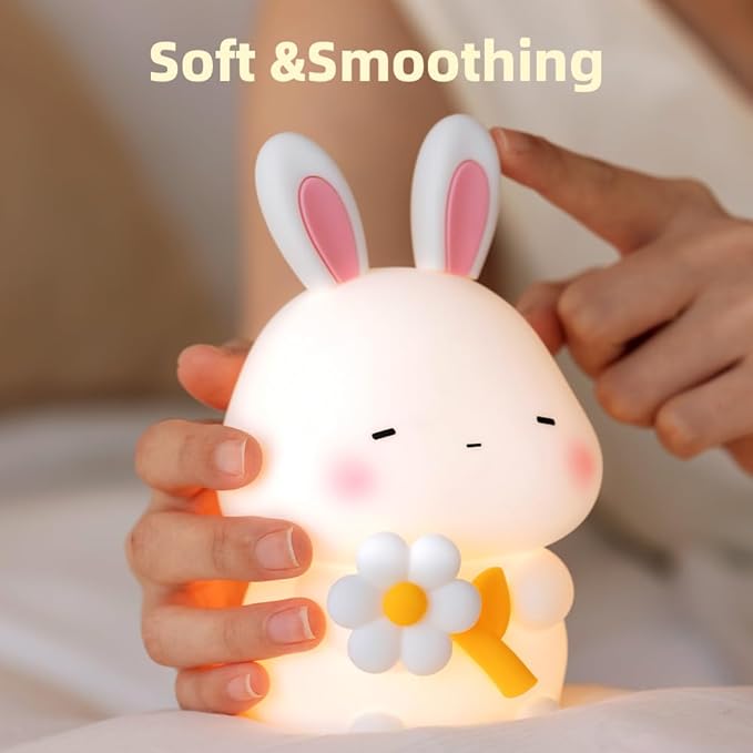 Bunny Night Light for Kids, Cute Rabbit Soft Silicone Lamp, Baby Nursery - Image 4