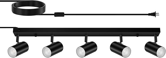 5 Light Track Lighting Kit, Industrial LED Wall Light by HOME