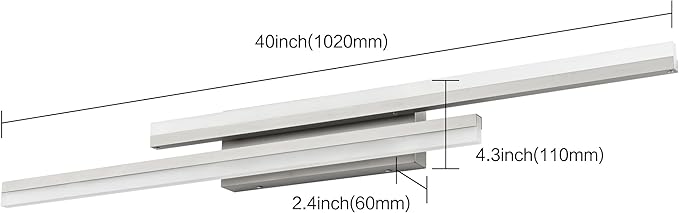 PRESDE 40" LED Bathroom Vanity Light, Modern Brushed Nickel Wall Bar Fixture - Image 5
