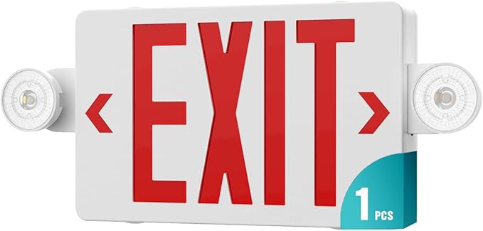 Exit Sign with Emergency Lights, LED Emergency Exit Light with Battery Backup by Unknown