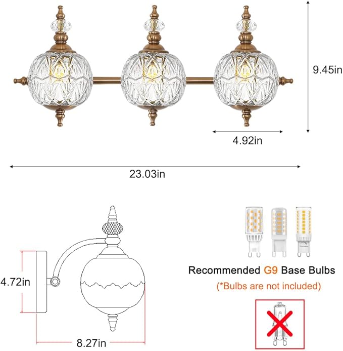 Brushed Gold Bathroom Vanity Light Fixture Vintage Style - Image 5