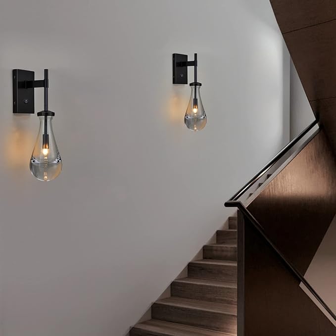 HuisMier Black Wall Sconces, Raindrop Sconces Wall Lighting - Image 6