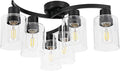 WILON 20'' 6-Light Large Black Semi Flush Mount Ceiling Light Fixture by WILON