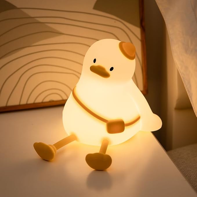 Cute Duck Night Light, Animal Lamp, Food Grade Silicone, Rechargeable, 3 Level by IMMORROSA