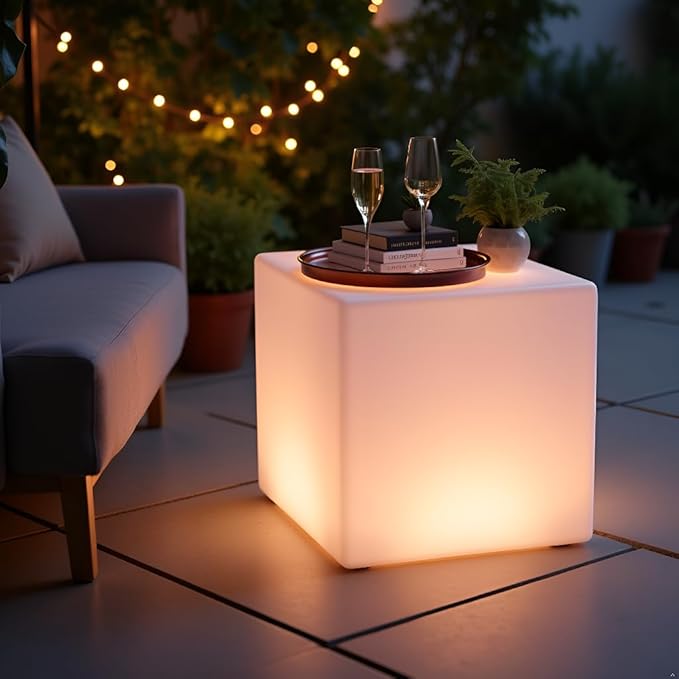 20-in LED Cube Chair, Cordless Rechargeable LED Cube Light Table, 16 Colors - Image 6