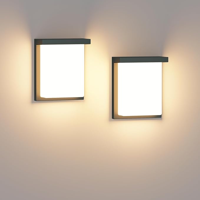 Tipace 2 Pack Modern Outdoor Led Wall Light, 30W 3000K 1200Lumen Porch & Patio by Tipace