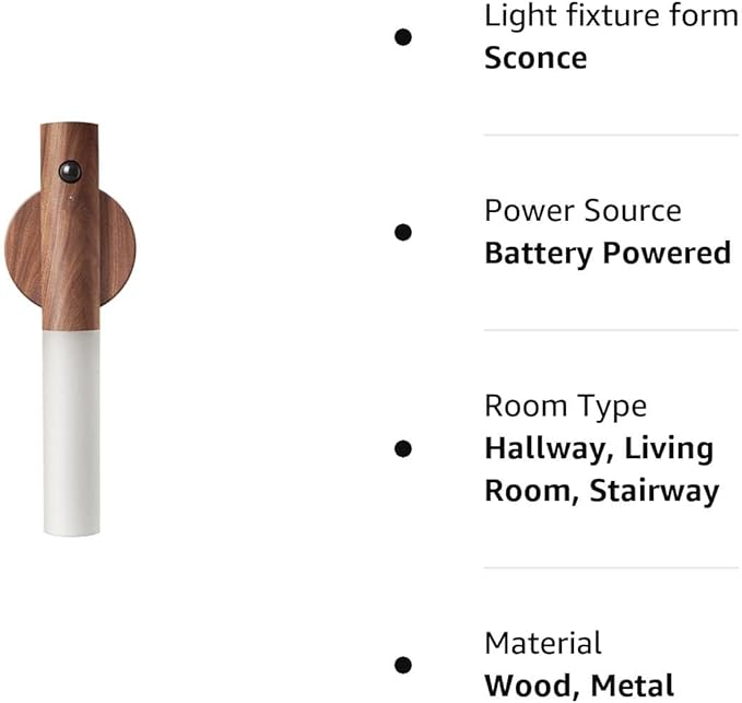 LANDGOO Wooden Motion Sensor Night Lights Magnet Body Sensor Hallway Night - Image 10